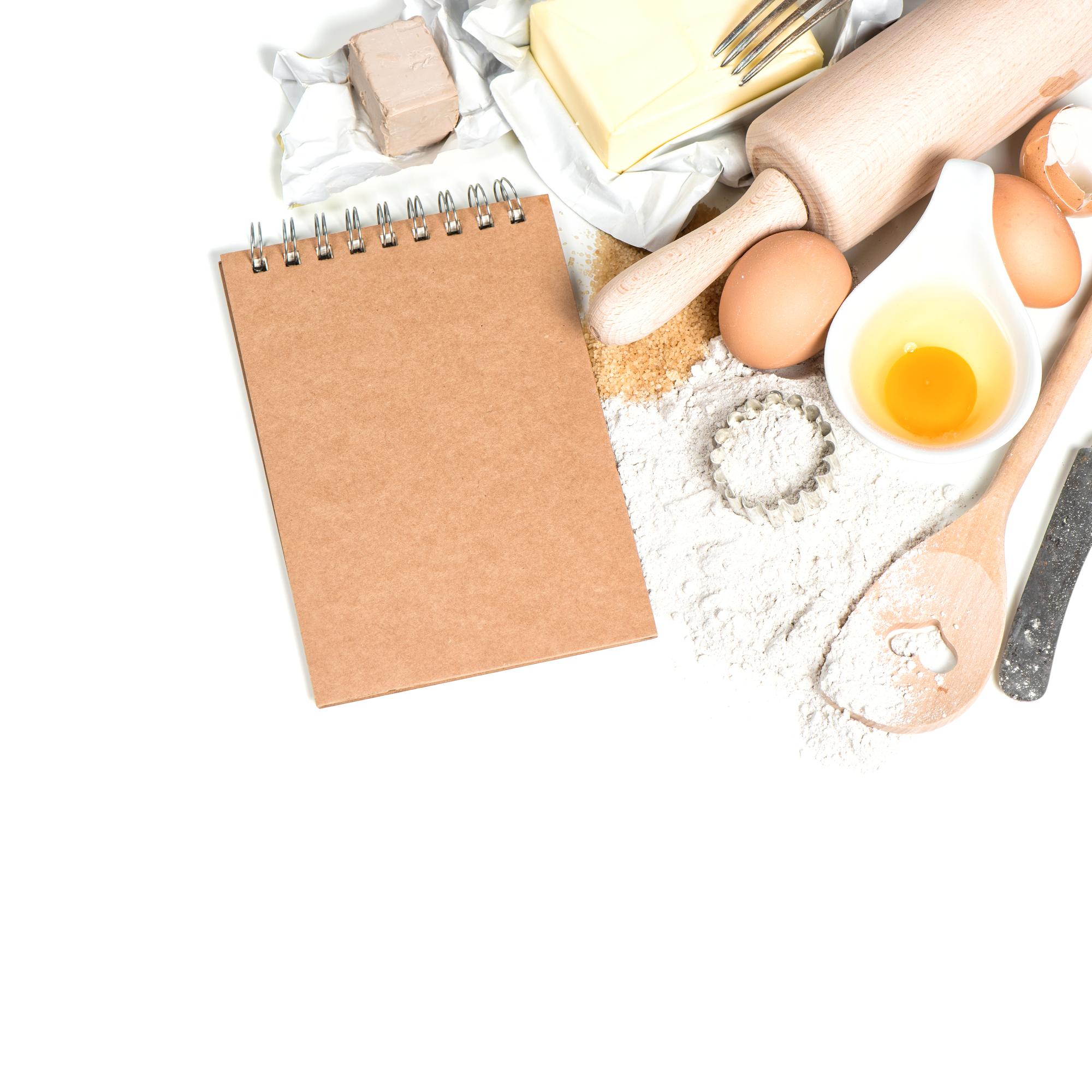 Set di strumenti e ricette stampate